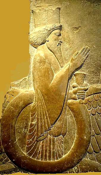 Bas relief du dieu Ahura-Mazda Représentation du dieu Ahura-Mazda