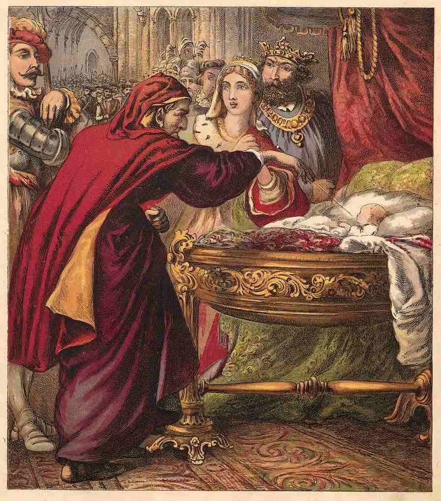 La sorcière jette le sort à l'enfant Illustration d'un livret pour enfants