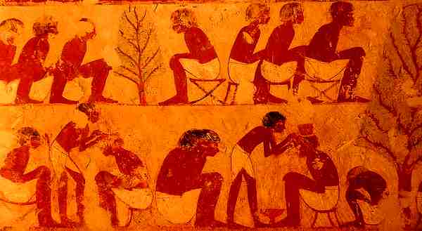 Dessin de tombes de la vallée des artisans Fresque de l'Egypte antique
