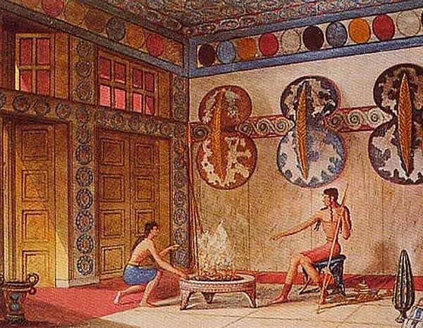 Knossos palais de la crête ancienne Dessin de l'intérieur d'un palais Minoen